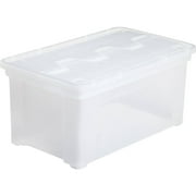 IRIS Letter Size Wing-Lid File Box, 4 Pack, Clear