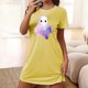 thumbnail image 1 of Camisón corto de talla grande para mujer, camisón de manga corta con estampado de pecho a la moda, camisón para mujer, 1 of 5