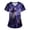 135#Purple, variant on Breathable Womens Nursing Scrub Tunic All Over Witch Print V Neck Short Sleeve Hospital Uniform 4XL