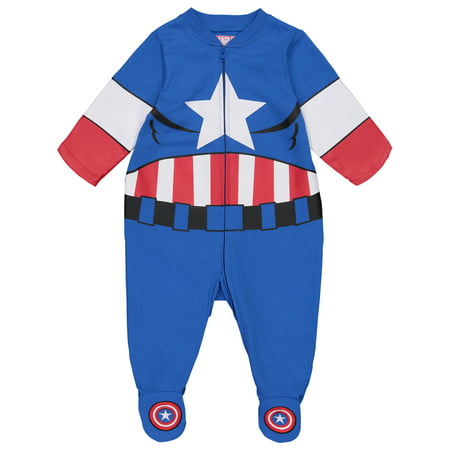 Marvel Avengers Captain America Baby Boys' Zip-Up Costume Coverall with Footies (6-9