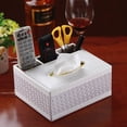 thumbnail image 1 of Zhuge Funda de cuero retro para caja de pañuelos: soporte multifuncional para control remoto y papelería con dispensador moderno de pañuelos faciales, color blanco, 1 of 3