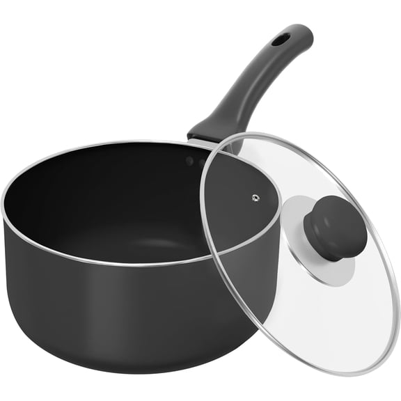 2 Quart Nonstick Saucepan with Glass Lid Utopia Kitchen