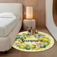 thumbnail image 3 of Summer Round Living Room Rugs 5 ft, Yellow Green Lemon Leaf Flowers Garland Buffalo Plaid Washable Area Rug with Non-Slip Sturdy Edge Binding Round Carpet for Entryway Kitchen Bedroom Bathroom, 3 of 9