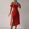 thumbnail image 2 of Moda Mujer Verano Casual Cuello en V Estampado fuera del hombro Vestido de manga corta Fridja  bnh4402, 2 of 5