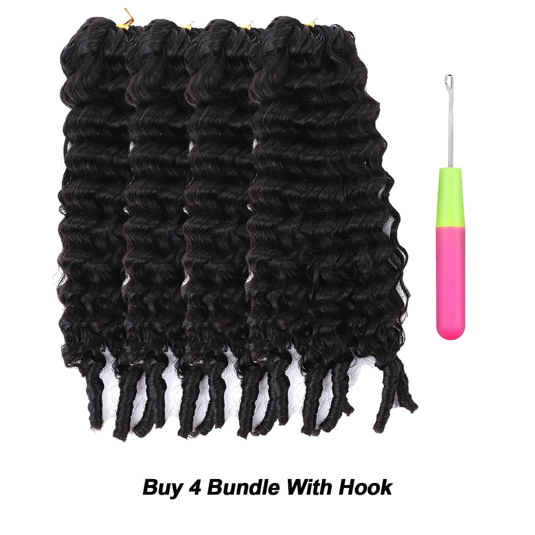 Ustar 100% Human Hair Crochet Extensions - Burmese Curly with Spiral Ends Boho Braiding Hair (50g/Pack)