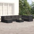 thumbnail image 1 of vidaXL 8 Piece Garden Lounge Set with Cushions Black Poly Rattan, 1 of 5