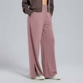 thumbnail image 4 of Womens Sweatpants Wide Leg High Elastic Waist Side Slit Trousers Casual Loose Sports Workout Pants With Pockets (L, Pink), 4 of 7