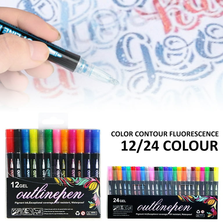 24pcs/set Shiny Dual Tip Metallic Marker Pens For Drawing, Bullet  Journaling, Scrapbooking