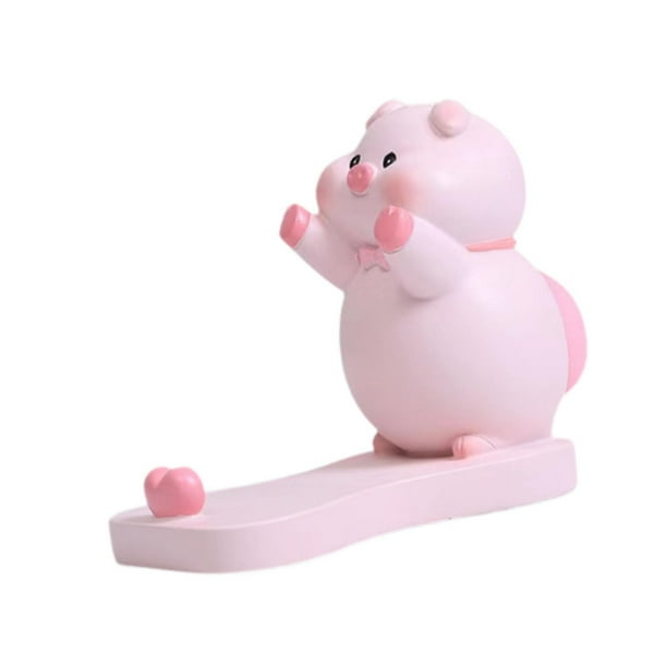 Soporte universal para teléfono con diseño de cerdo de dibujos animados, ideal para escritorio. Sin lentes