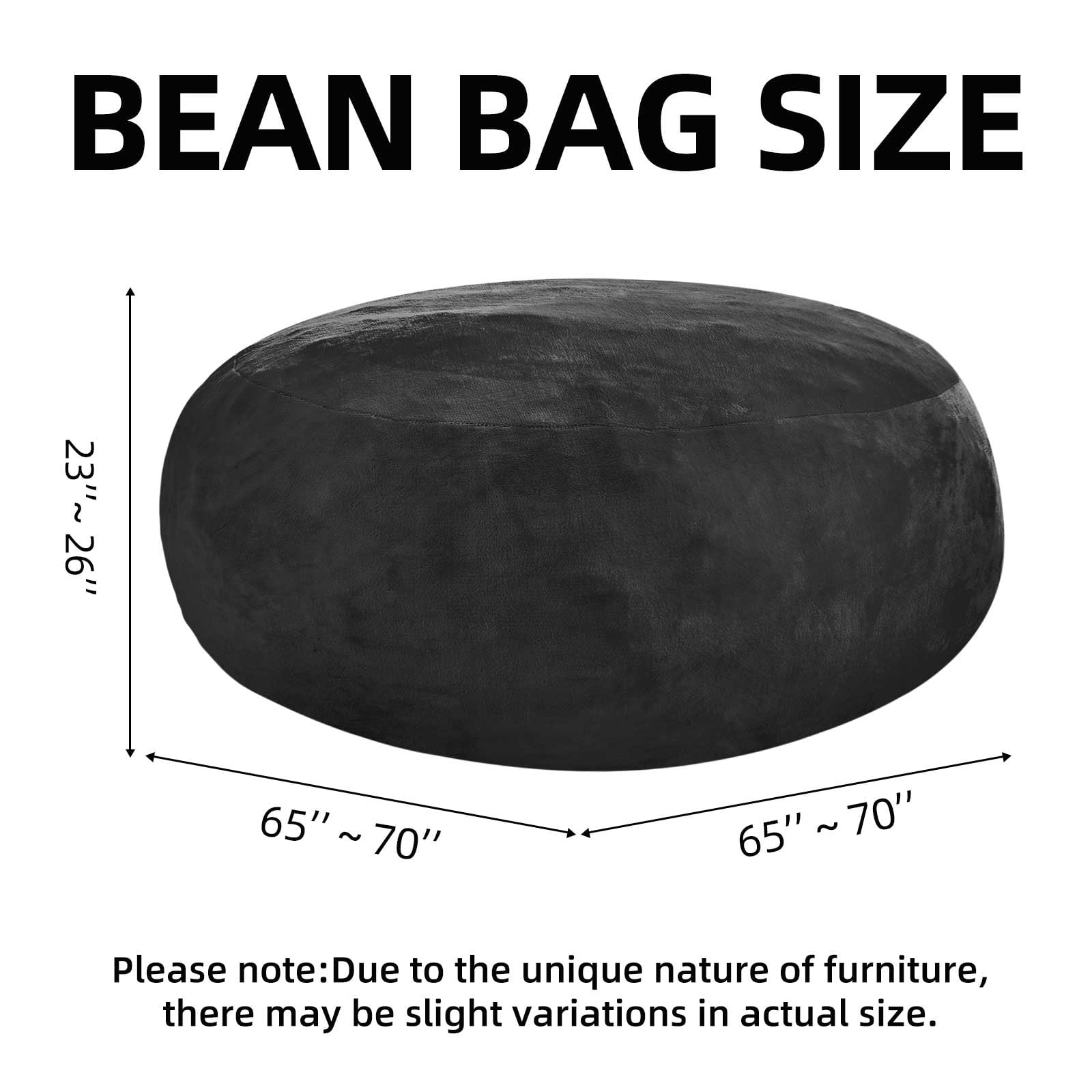 Bean Bag Chair 6FT,  Large Memory Foam Filled Chair for Adults and Teens, Soft Sofa with Removable Flannel Cover, Round Couch for Living Room Bedroom College Dorm