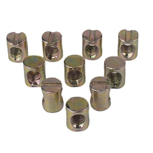 Water & Wood 10pcs M8 Barrel Bolts Cross Dowel Slotted Furniture Nut for Beds Crib Chairs 