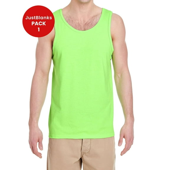 JustBlanks Heavy Cotton Tank Top Classic Fit Bound Neck Armholes Side Seams