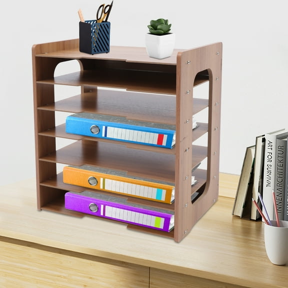 36*25*38.5cm Rectangular Natural Wood Color Widen Wood Office Paper Organizer Desk Desktop File Holder Desk Letter Tray
