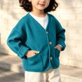thumbnail image 6 of Jalioing Toddler Kids Sherpa Jacket Solid Long Sleeve V Neck Button Down Cardigan Coat Boys Girls Casual Outerwear, 6 of 7