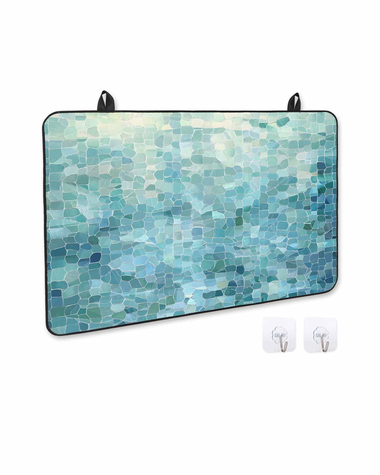 nqOlkjepod Large Induction Cooktop Protector Mat 36"x21", Turquoise Teal Stove Top Covers for Electric Stove, Chic Abstract Aesthetic Art Modern Stove Burner Cover Mats, Glass Top Stove Cover