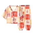 thumbnail image 2 of Cethrio Kids Boys Summer Pajama Sets, Cotton Buttons Comfy 2 Piece Boys' Sleepwear Pink Size 2-3T, 2 of 3
