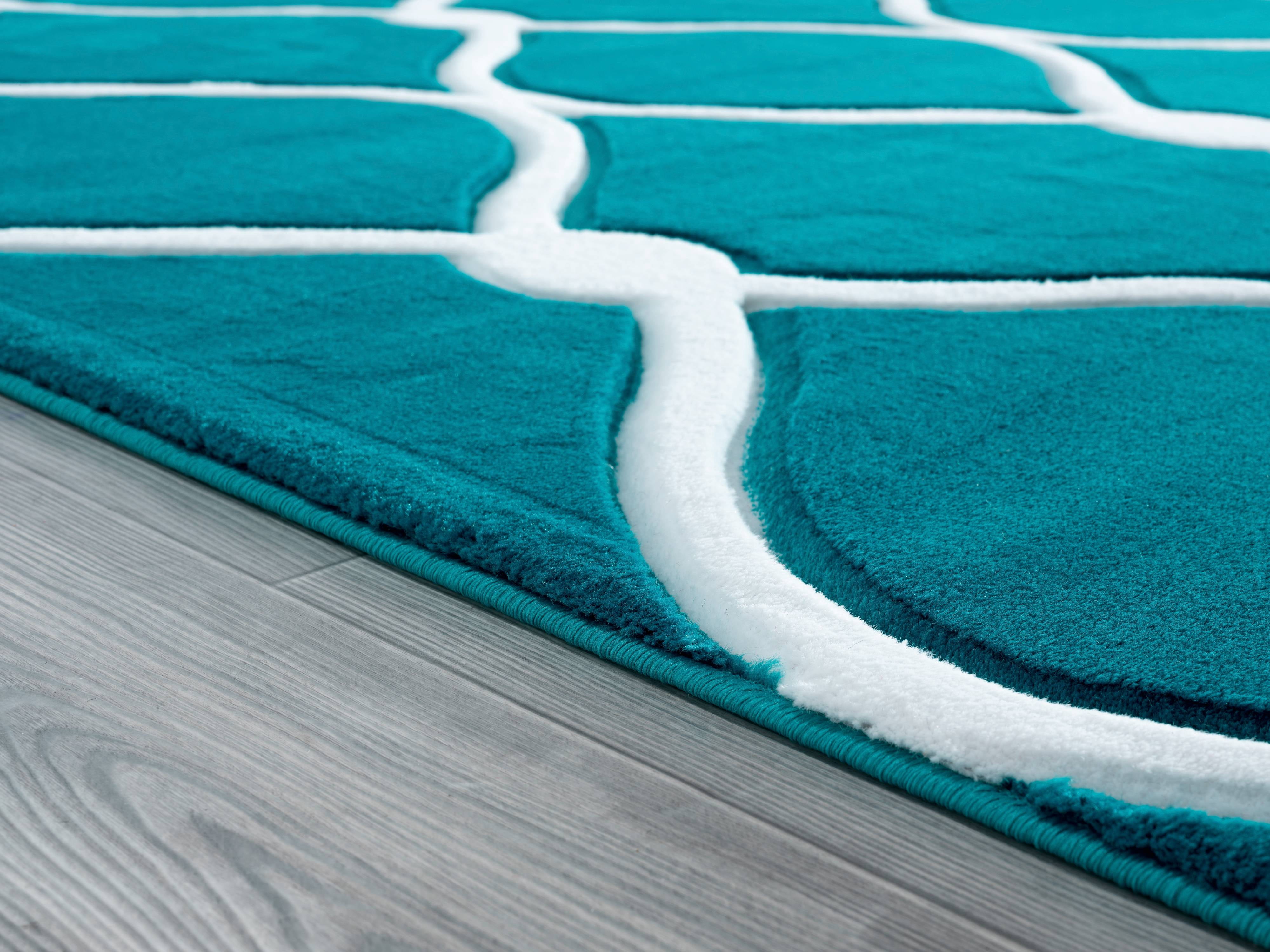 United Weavers Drachma Freya Modern Trellis Runner Rug, Turquoise, 2'7" x 7'4"