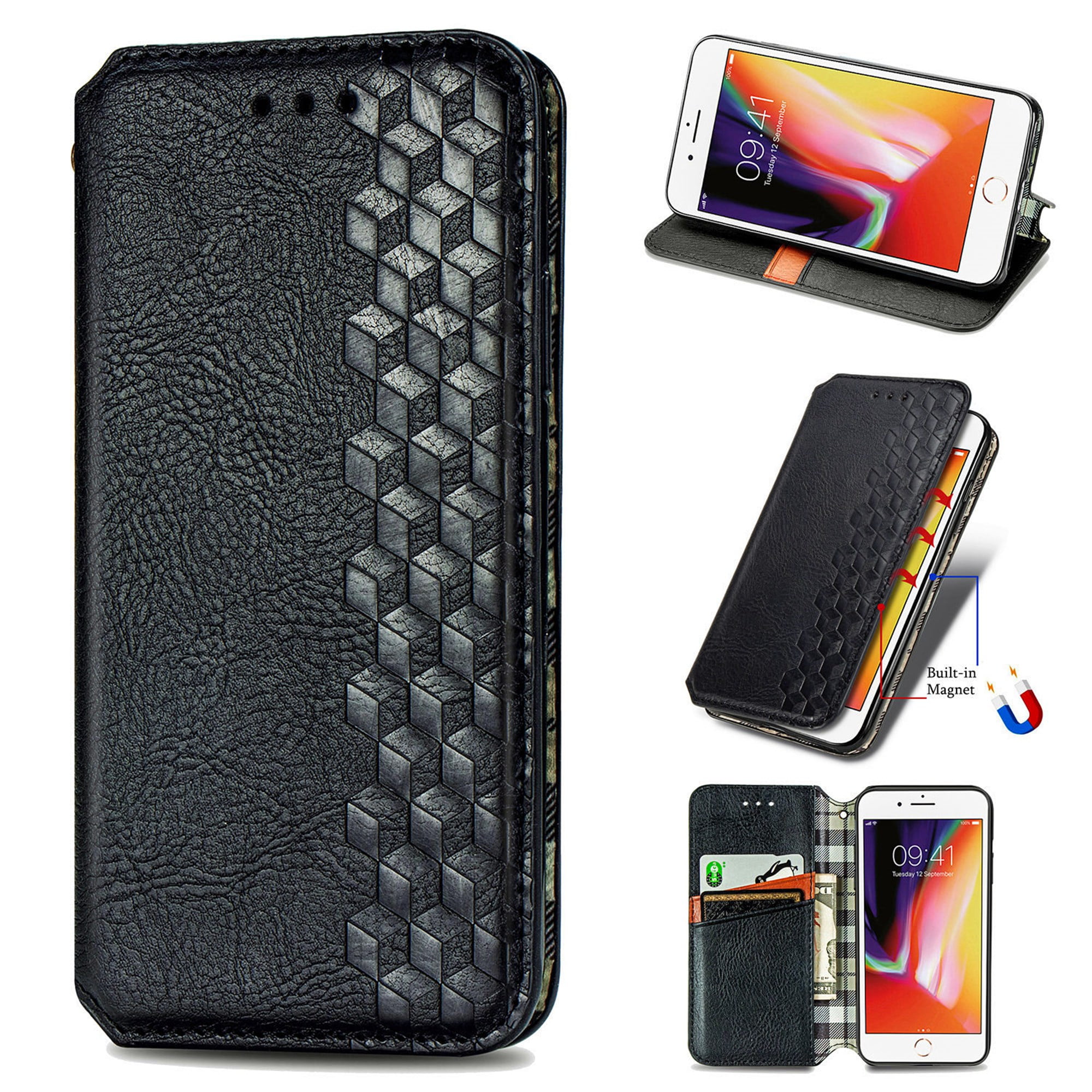 Window View PU Leather Case Wallet Case Soft TPU Inner with Magnetic Closure Kickstand Folio Flip Protective Cover for Samsung Galaxy S9 Plus,Black Badalink For Samsung Galaxy S9 Plus Case, 