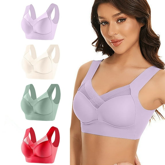 Cavosen 38ddd Bras for Women Wireless Bras Push Up Full Coverage Lightly Padded Stretch Bralettes Wide Straps Breathable Tshirt Everyday Underwear
