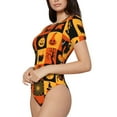 thumbnail image 2 of Easygdp Halloween Banner Symbols Women's One-Piece Swimsuit Slim Fit Crew Neck Bodysuit Athletic Swimwear with Concealed Buckle - Medium, 2 of 9
