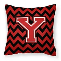 Carolines Treasures  Letter Y Chevron Black & Red Fabric Decorative Pillow - 14in. H x 3in. W x 14in. L - Black & Red