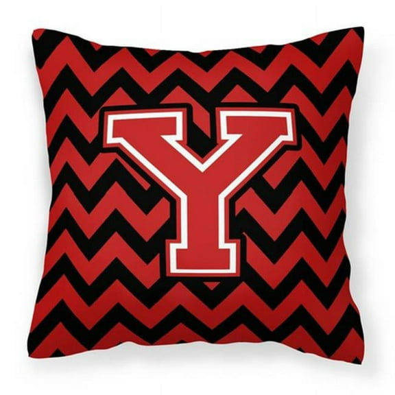 Carolines Treasures  Letter Y Chevron Black & Red Fabric Decorative Pillow - 14in. H x 3in. W x 14in. L - Black & Red
