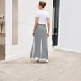 thumbnail image 5 of Chiffon Women's Wide Leg Dress Pant Elegant Party Elastic Waist Trouser with Pockets Gray 2XL, 5 of 7