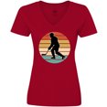 thumbnail image 3 of Inktastic Hockey Player Retro Sunset Women's V-Neck T-Shirt, 3 of 5