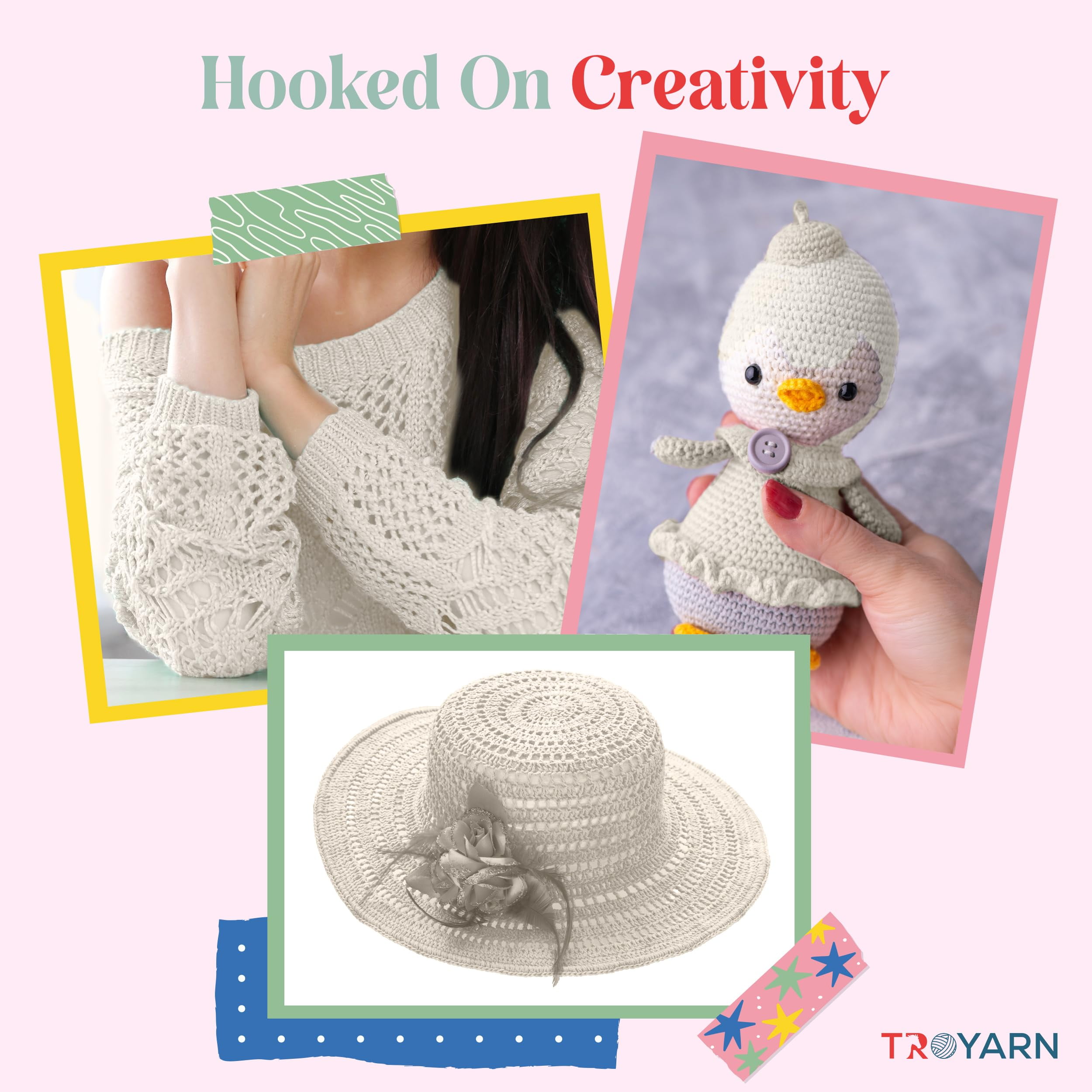 Yarn for Crocheting & Knitting - 4 Skeins (4x383 Yds) (105062 - Light Cream) Crochet Yarn - 100% Microfiber Acrylic Yarn - Knitting Yarn for Craft Projects