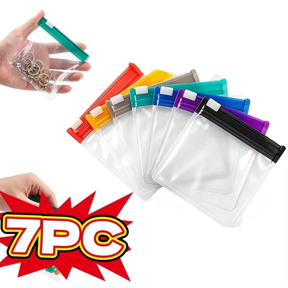 MTBLYS Self Sealing Medicine Bags,Reusable Clear Small Pill Pouch| Mini Plastic Travel Organizer Pouch | Waterproof Pill Pouch Set Storage for Jewelry Daily Use(7Pcs)