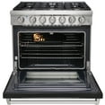 thumbnail image 3 of KOSTCH 36-in 6 Burners 6.0-cu ft Convection Oven 110V Freestanding Natural Gas Range (Black), 3 of 7