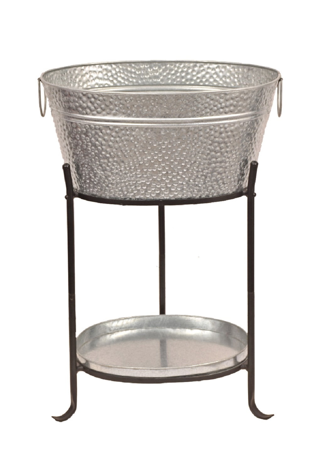 Beverage Tub w Tray Stand in Galvanized Steel