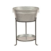 Madhus Collection Oval Galvanized Steel Pebbled Texture Beverage Tub, Rust Proof
