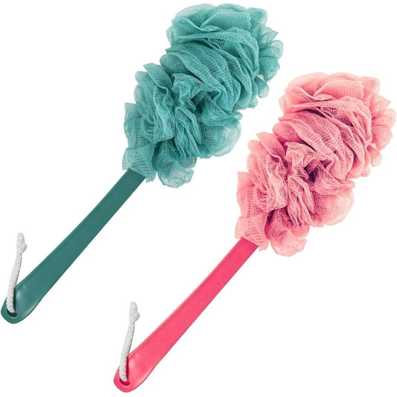 2Pack/ 4Pack Back Scrubber for Shower, Loofah Sponge Brush Body Exfoliating, Long Handle Scrub Brush for Shower with Loofah on a Stick for Back Use, Bathing Accessories Body Brushes