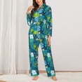 thumbnail image 3 of Wukai Shark And Leaves Print Women's Pajama Set - Soft Long Sleeve Sleepwear for Comfort and Style-X-Large, 3 of 9