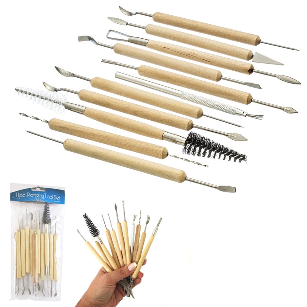 11pc Pottery Clay Sculpting Tool Set Double Ended Carving Cleaning FREE SHIPPING 