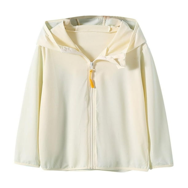 Penkiiy Kids UPF50 + Camisa de sol Chicas Fit Ropa de protección solar Sudadera atlética con capucha con agujeros en el pulgar 10 Años Amarillo
