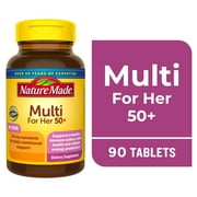 Nature Made Multivitamin For Her 50+ with No Iron Tablets, Women's Multivitamin, 90 Count