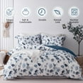 thumbnail image 2 of Long-Staple Cotton Duvet Cover Set Light Navy Ginkgo Leaf Pattern Printed, 2 of 7