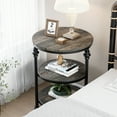 thumbnail image 3 of EastVita 18" 3-Tier Round Side Table,End Table with 3 Storage Shelves,Nightstand with Metal Frame for Small Space,Wood Color, 3 of 6