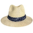 thumbnail image 5 of Panama Jack Matte Toyo Straw Safari Sun Hat with 3-Pleat Ribbon Band (Blue Band, Small/Medium), 5 of 9