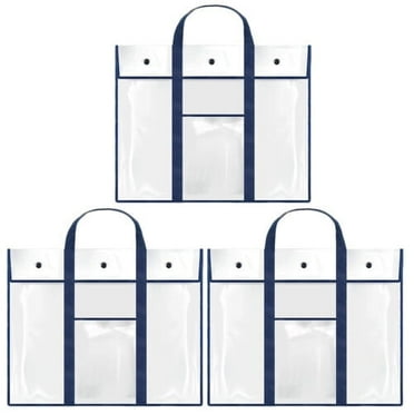 NUAHRHY 3pcs Art Portfolio Bag - Durable & Large Capacity PVC Art Portfolio Storage Pouch Poster Bag Organizer with Pocket - Portable Bulletin Board Holder for Teacher Classroom 2.4in