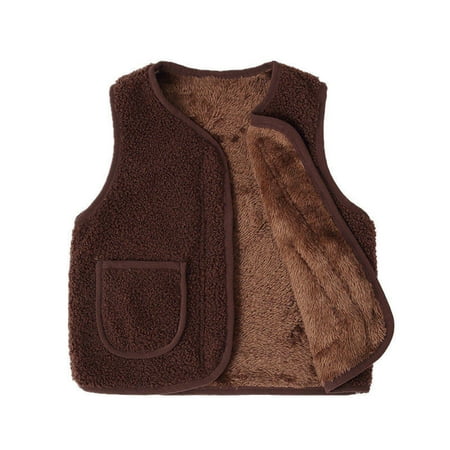 

UMfun Toddler Baby Boys Girls Autumn Winter Solid Color Velvet Warm Cardigan Vest Western Style Warm Outwear Jacket Coat for Kids (6 Months-6 Years)