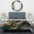 thumbnail image 3 of Designart "Agate in Green and Gold II" Modern Bedding Covert Set - Abstract Transitional Green Abstract Bed Set With 2 Shams, 3 of 6