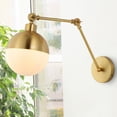 thumbnail image 4 of JONATHAN Y Alba 8" 1-Light Mid-Century Modern Arm-Adjustable Iron/Glass LED Sconce, Brass Gold/Frosted, 4 of 9
