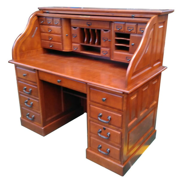 Deluxe Roll Top Desk, Maelin Writing Desk Hutch Set