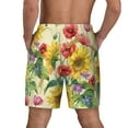 thumbnail image 4 of Goofa Sunflower Cornflower Poppy Printed Men's Swim Trunks Board Shorts Quick Dry Mens Swimming Trunks with Compression Liner,Breathable Fit Hawaii Beach Shorts-Medium, 4 of 9
