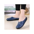 thumbnail image 5 of Eloshman Ladies Mules Closed Toe Flats Slip On Clogs Driving Fashion Comfort Leather Mule Lightweight Casual Shoes Dark Blue US 7, 5 of 5