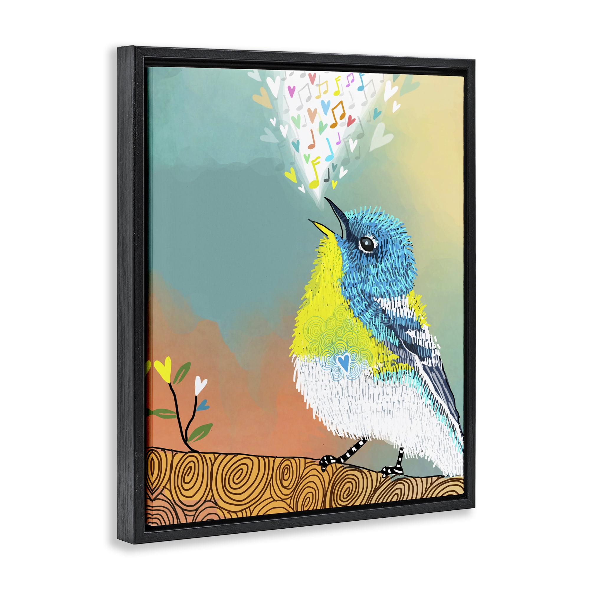 Stupell Industries Dream Chaser Songbird Black Framed Floater Canvas Wall Art, design by Suzanne Millius