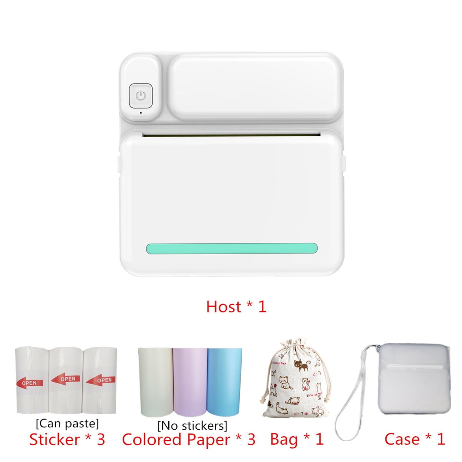 Djiypn Mini Photo Printer - Portable Pocket Sticker Printers for Phone Thermal Printer with 6 White Rolls Thermal Paper for Photo, Memo, Journal - Blue